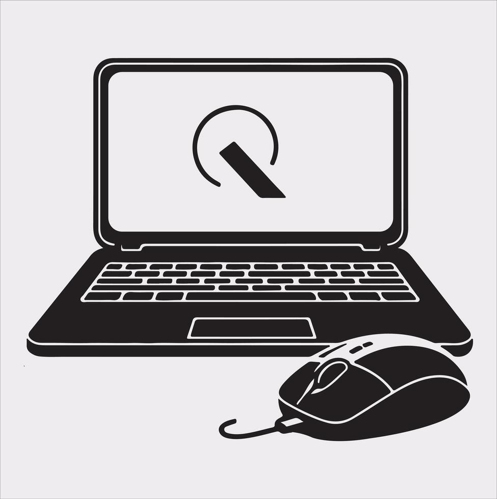 laptop silhouette on White Background vector