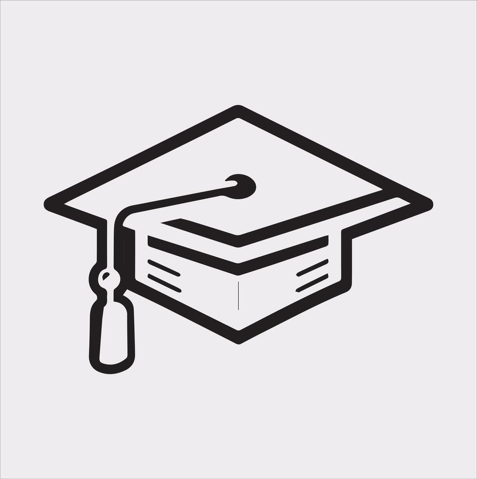 minimalist degree logo with convocation cap in black Silhouette vector