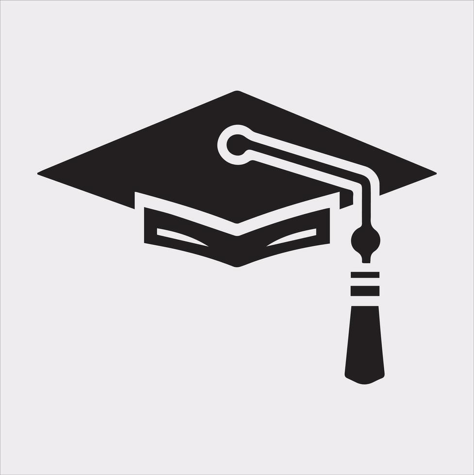 minimalist degree logo with convocation cap in black Silhouette vector