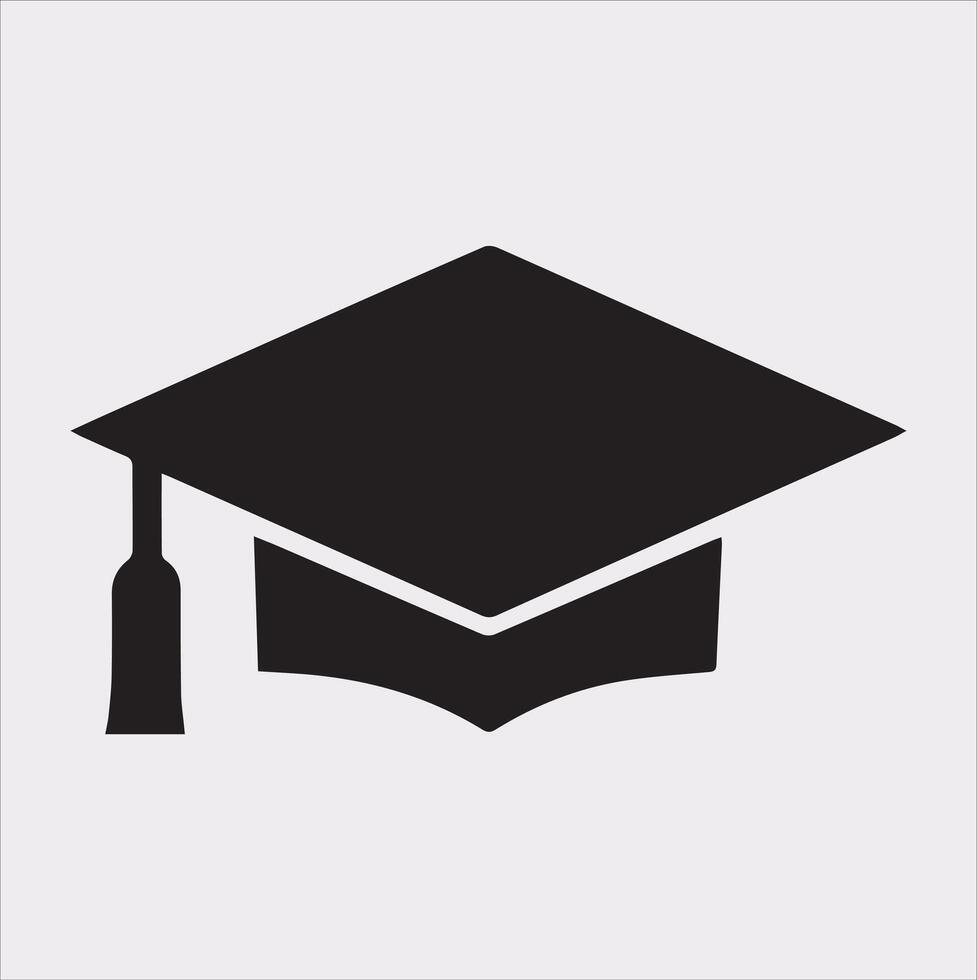 minimalist degree logo with convocation cap in black Silhouette vector