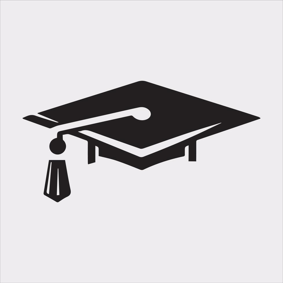 minimalist degree logo with convocation cap in black Silhouette vector