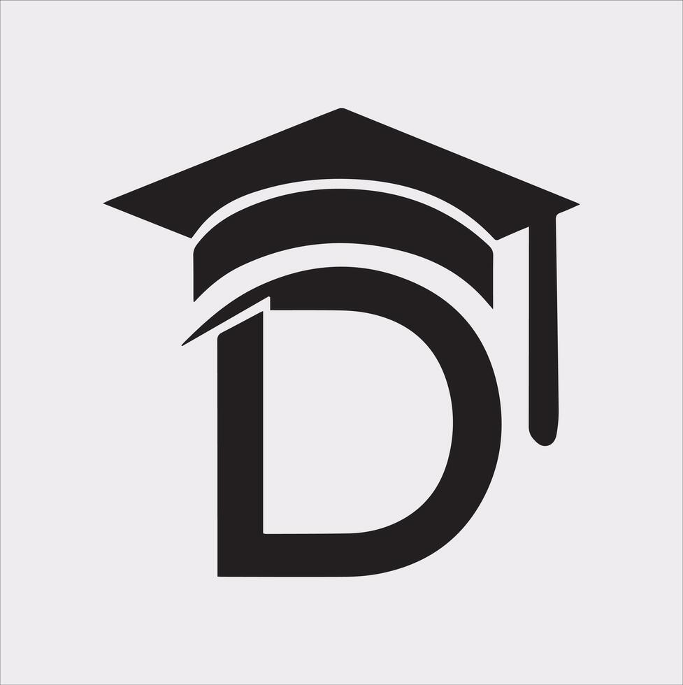 minimalist degree logo with convocation cap in black Silhouette vector