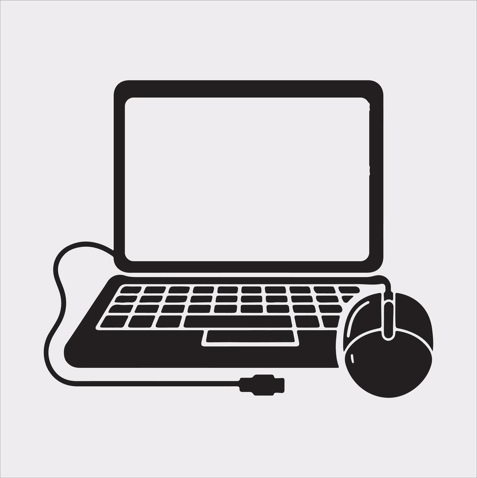 laptop silhouette on White Background vector