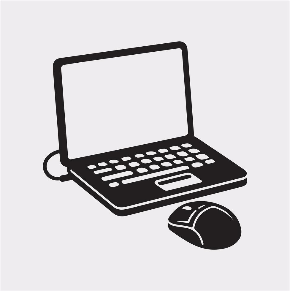 laptop silhouette on White Background vector