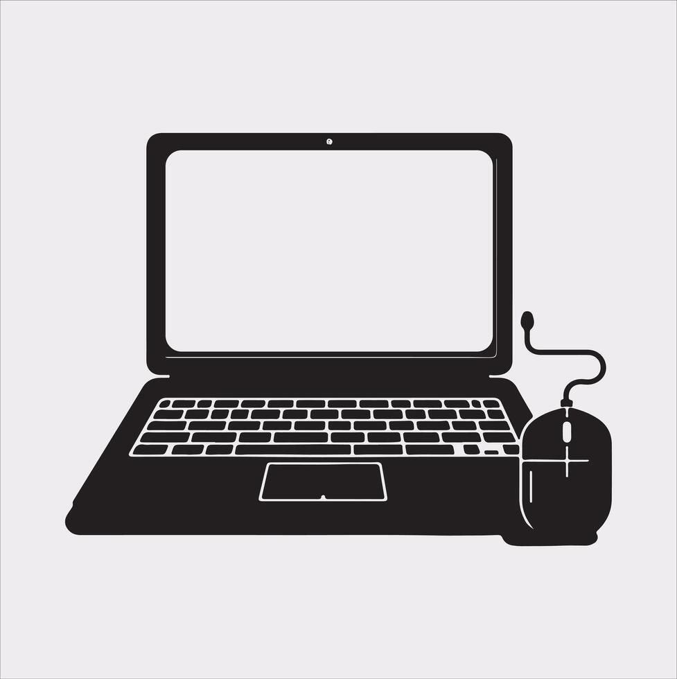 laptop silhouette on White Background vector