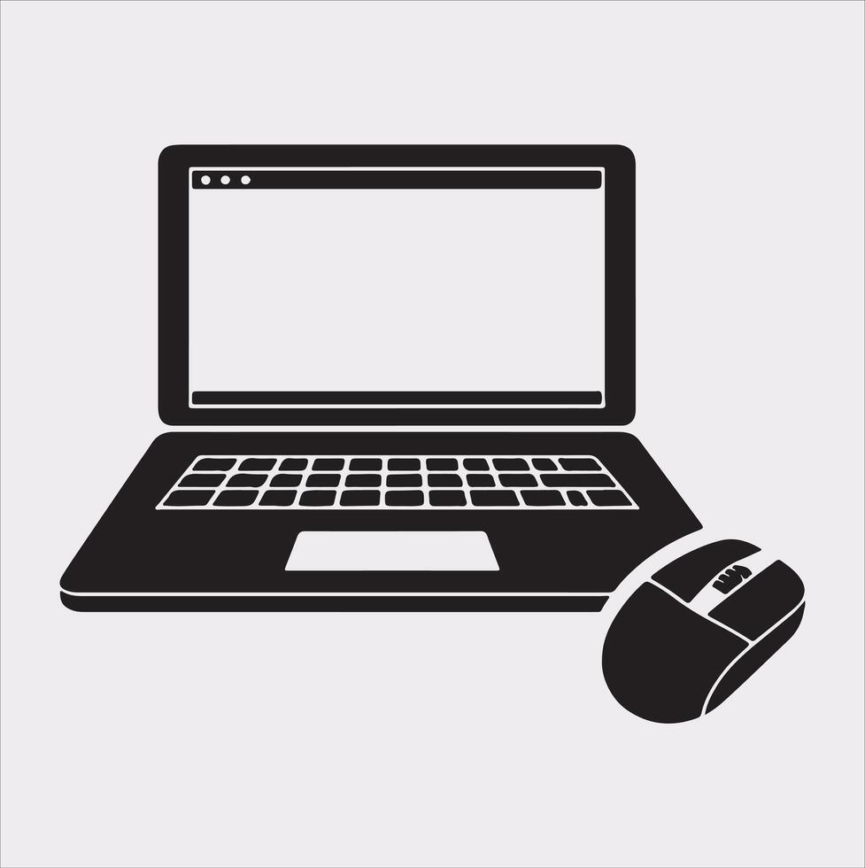 laptop silhouette on White Background vector