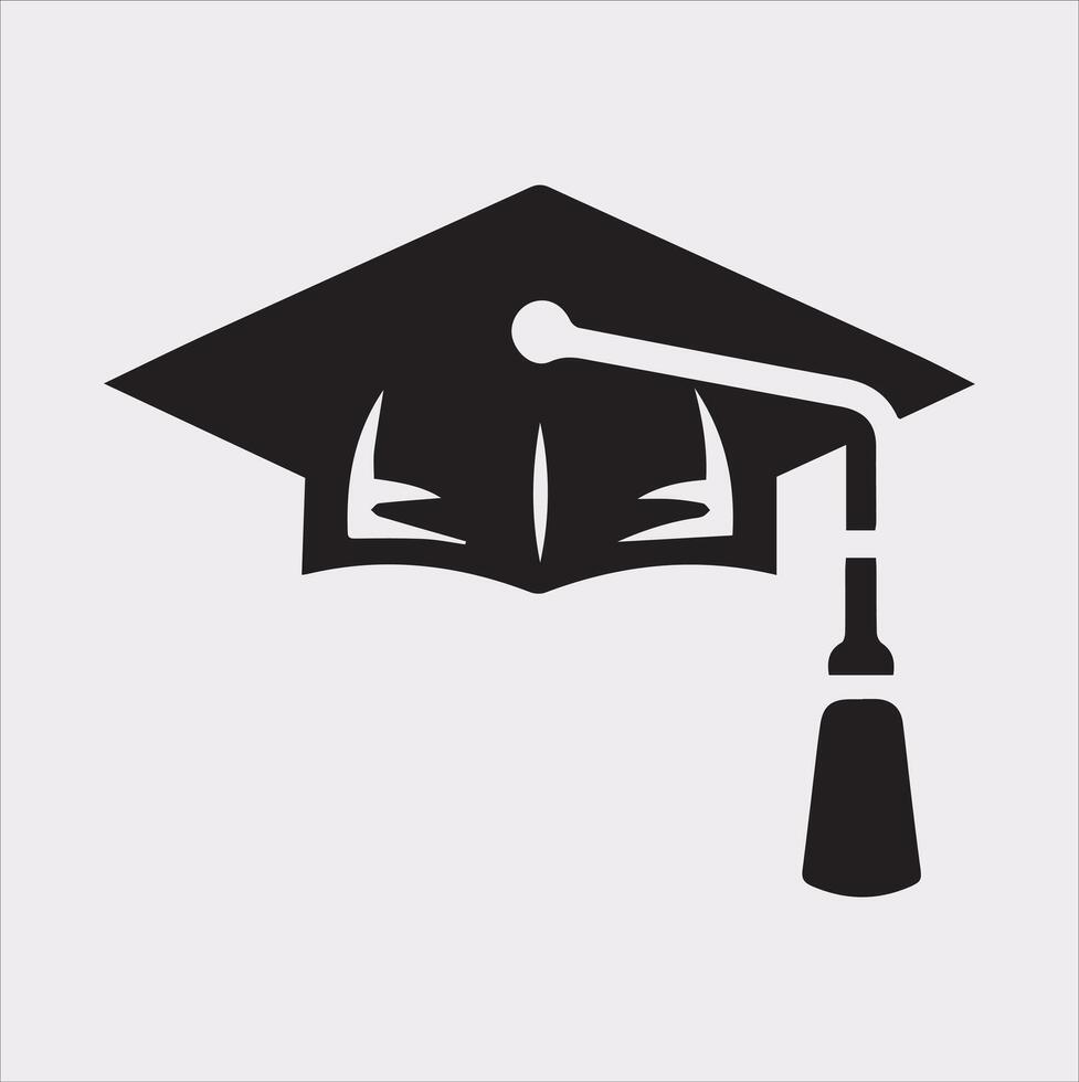 minimalist degree logo with convocation cap in black Silhouette vector