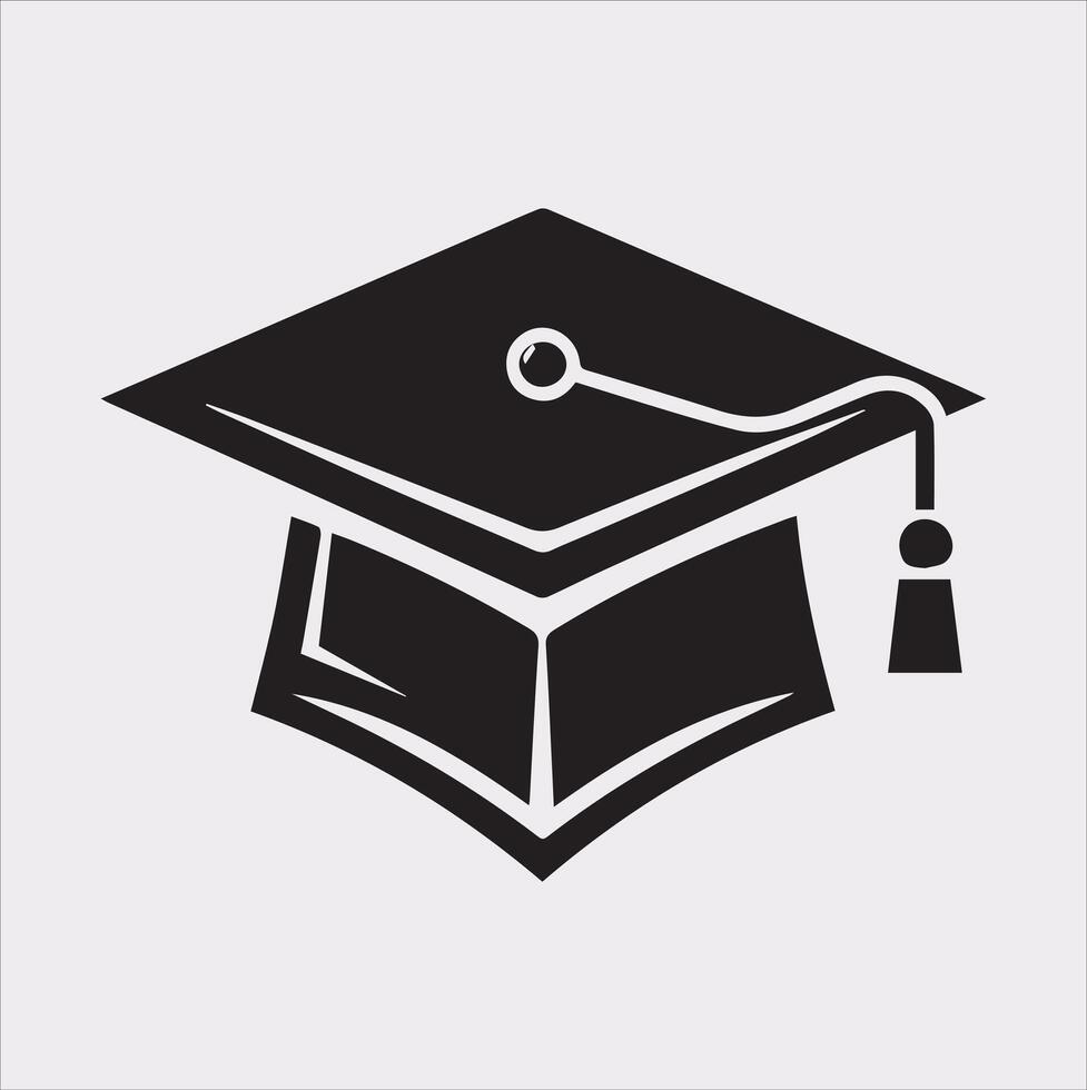 minimalist degree logo with convocation cap in black Silhouette vector