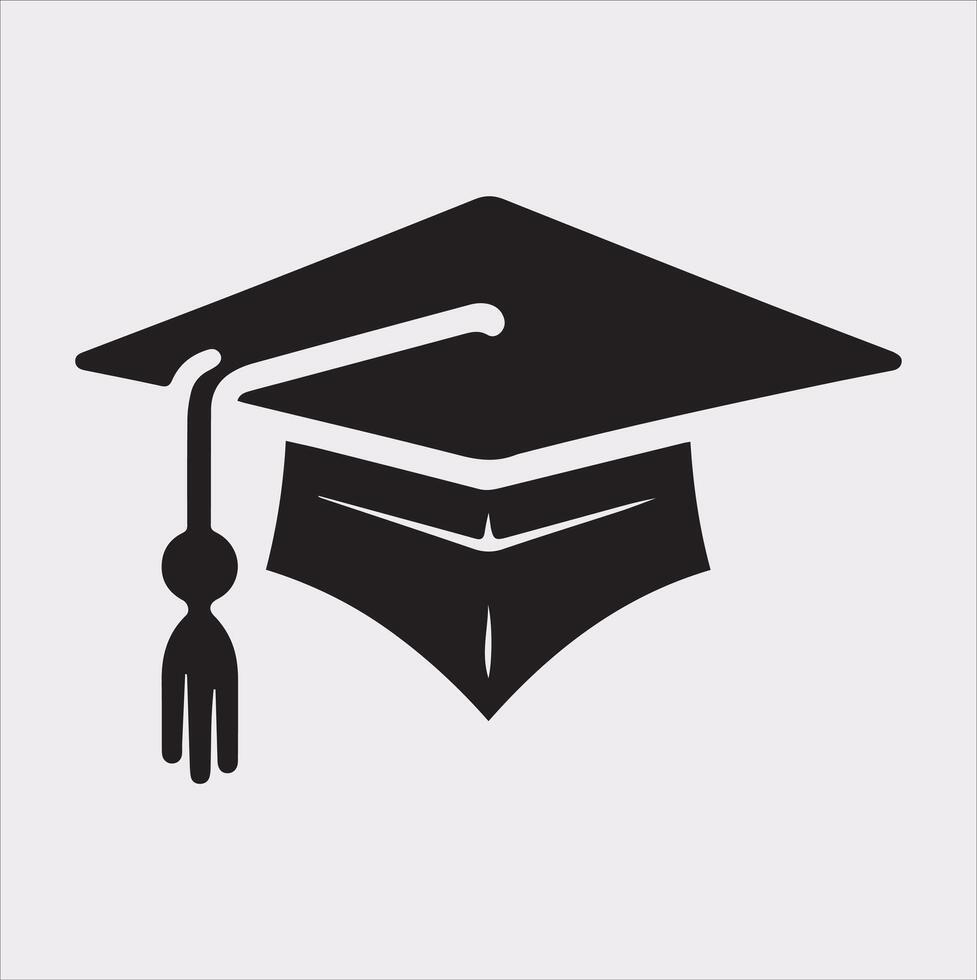 minimalist degree logo with convocation cap in black Silhouette vector
