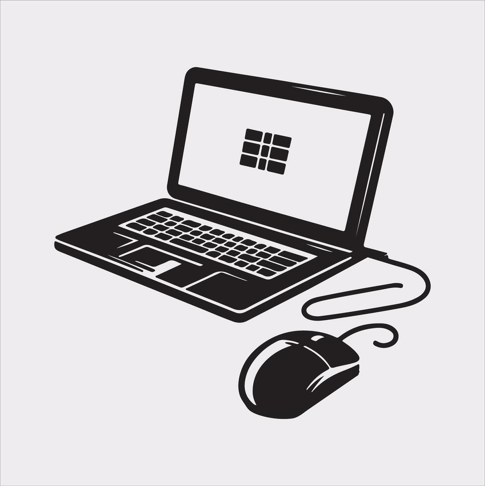 laptop silhouette on White Background vector
