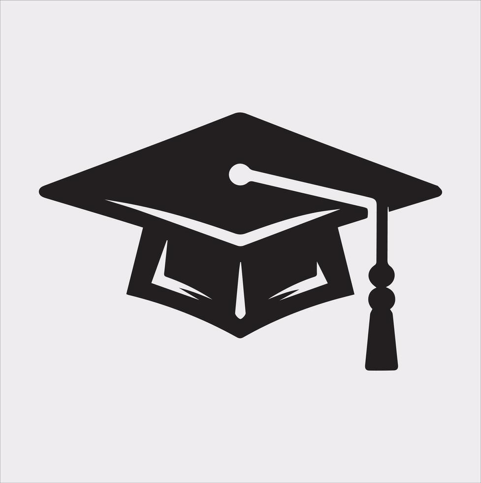 minimalist degree logo with convocation cap in black Silhouette vector