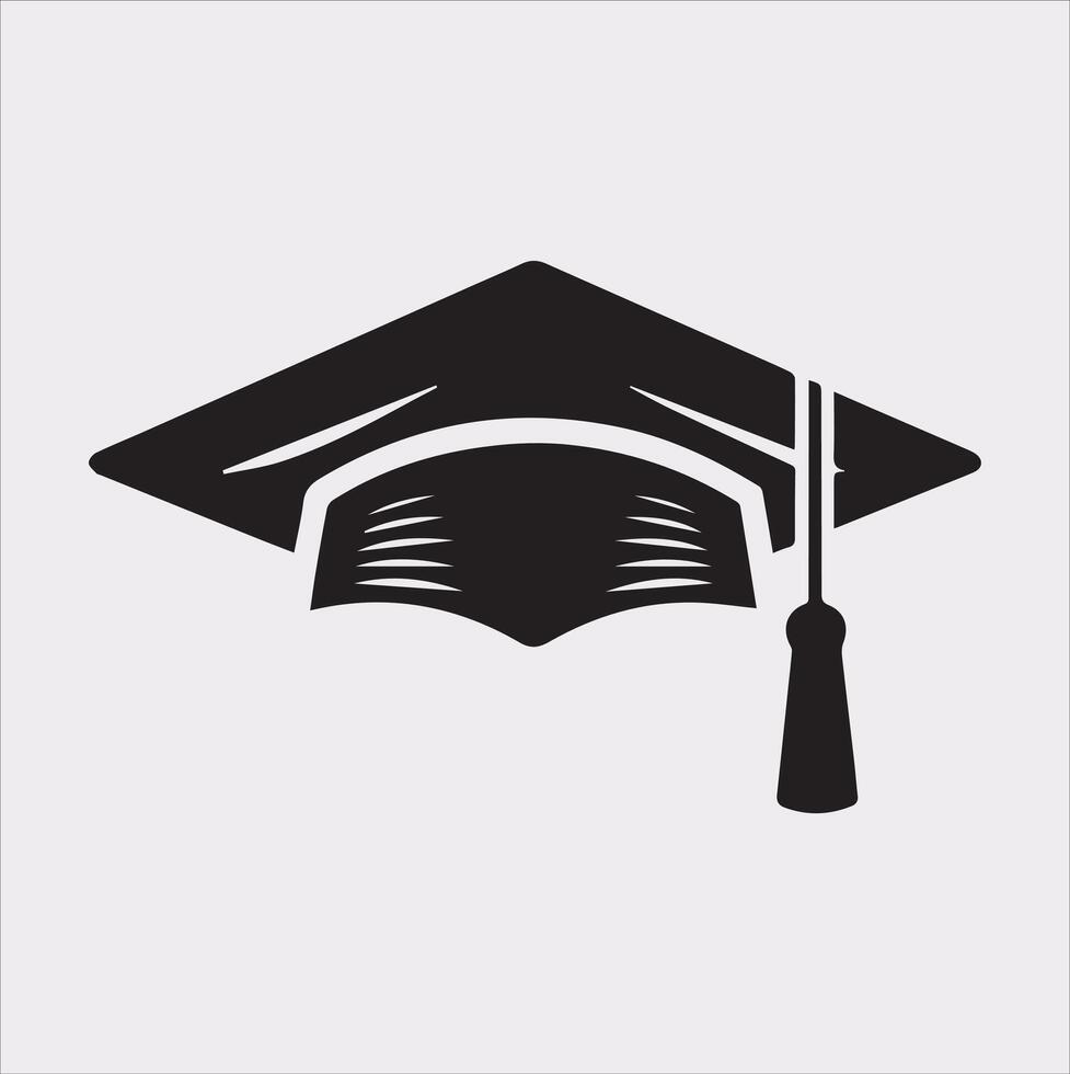 minimalist degree logo with convocation cap in black Silhouette vector