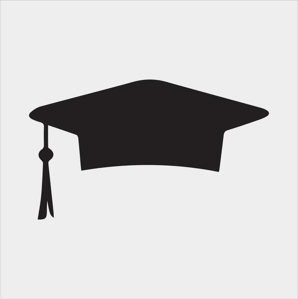 minimalist degree logo with convocation cap in black Silhouette vector