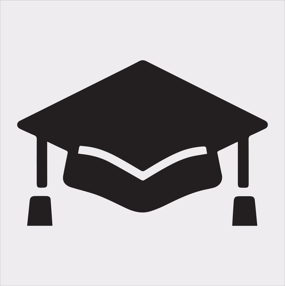 minimalist degree logo with convocation cap in black Silhouette vector