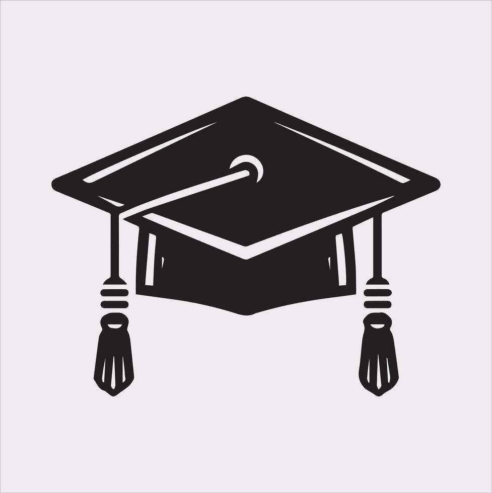 minimalist degree logo with convocation cap in black Silhouette vector