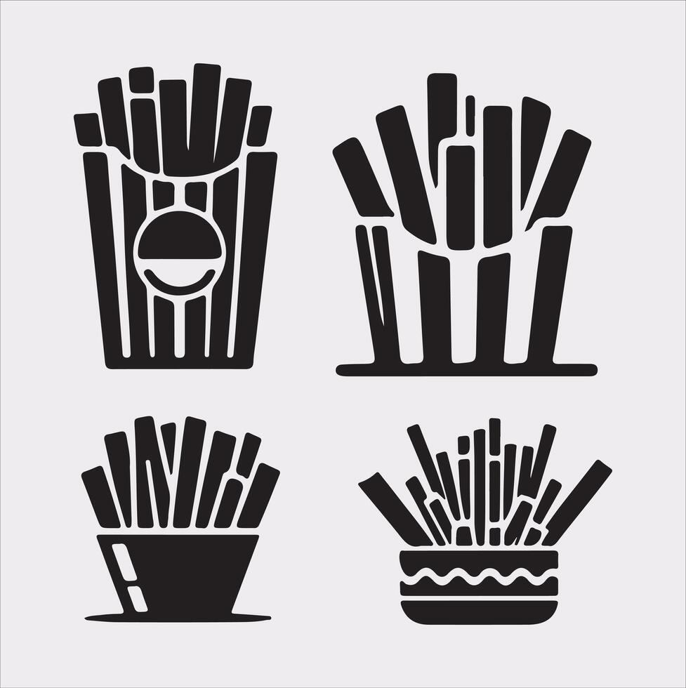 A Set of 4pcs food icon Silhouette Illustration with white Background vector