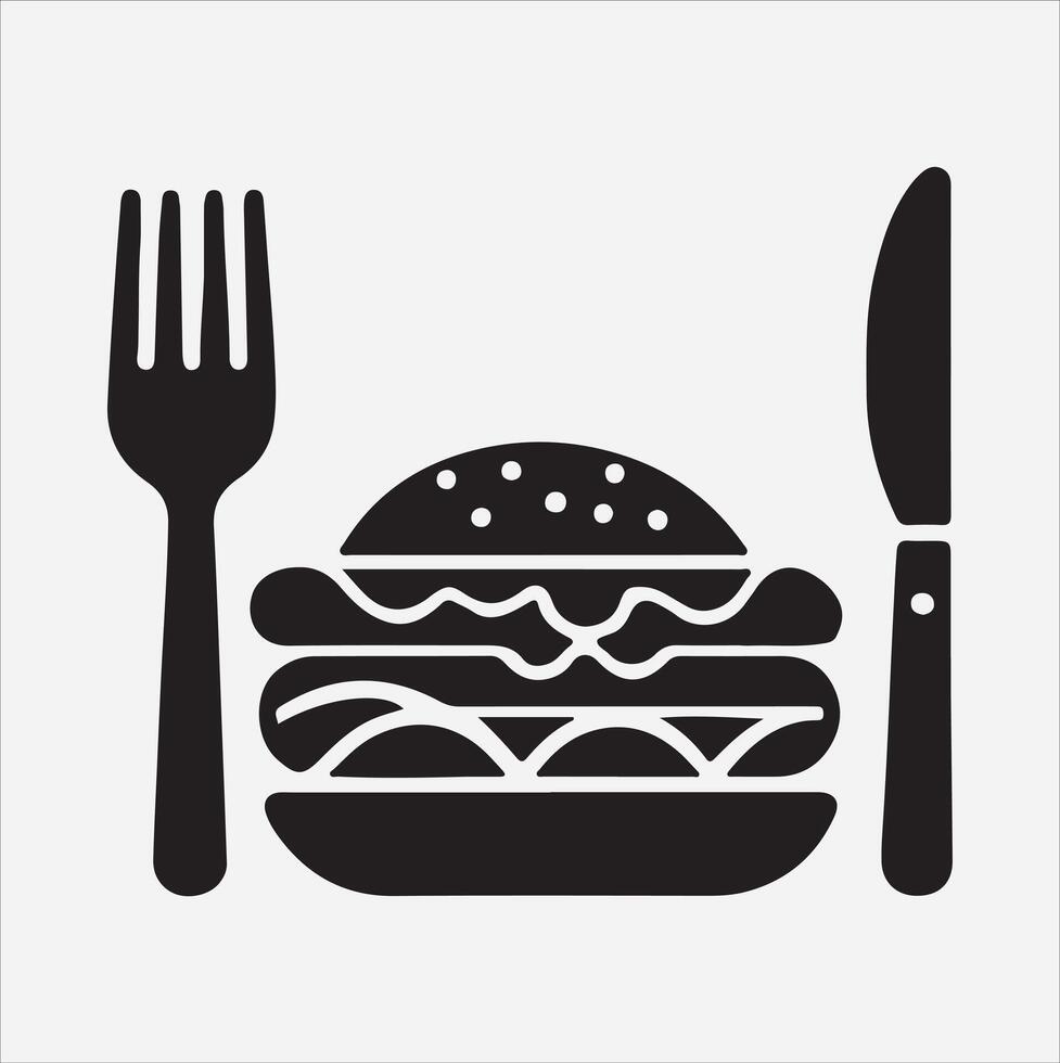 Food logo icon symbol Silhouette on White Background vector