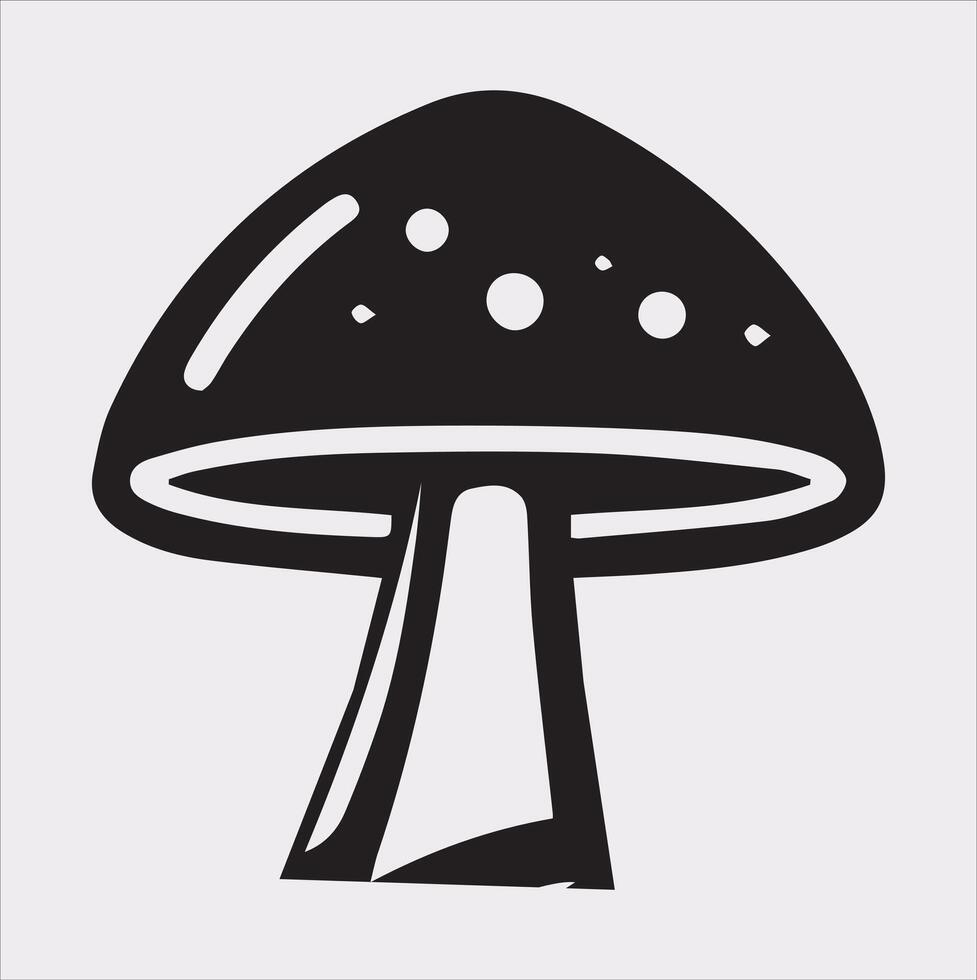 a Mushroom icon minimalist naturel logo Silhouette art illustration on White Background vector