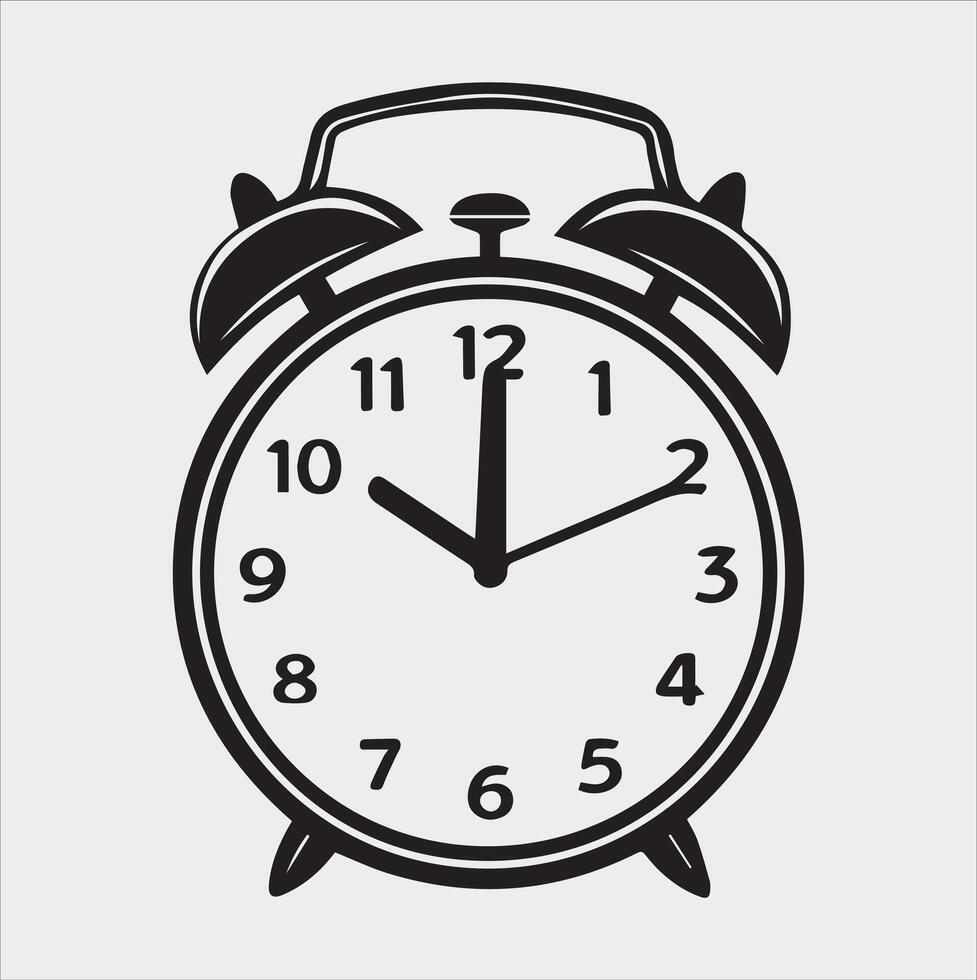 alarm clock silhouette illustration on White Background vector