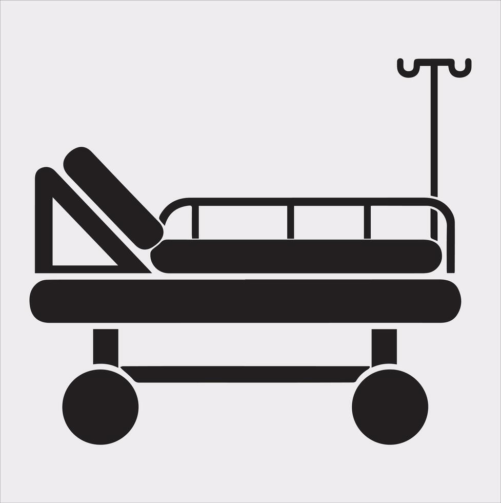 medical bed silhouette illustration with a solid white background vector