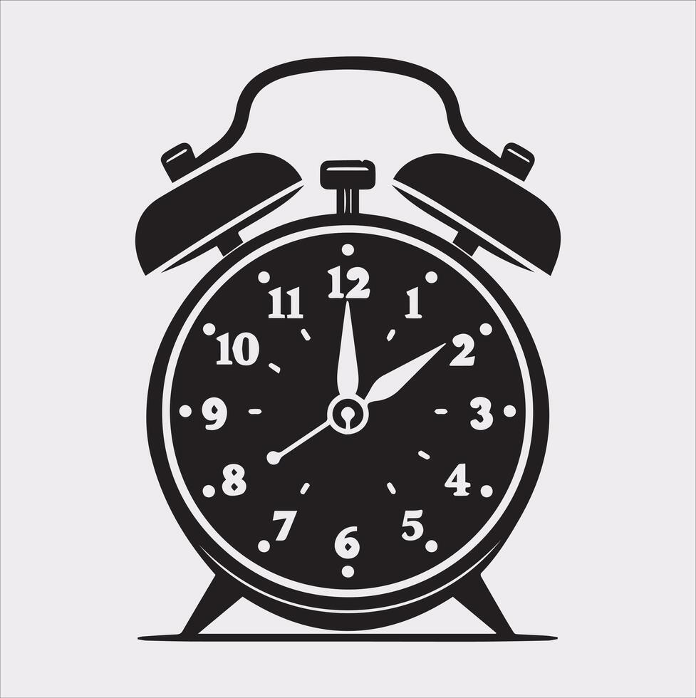 alarm clock silhouette illustration on White Background vector