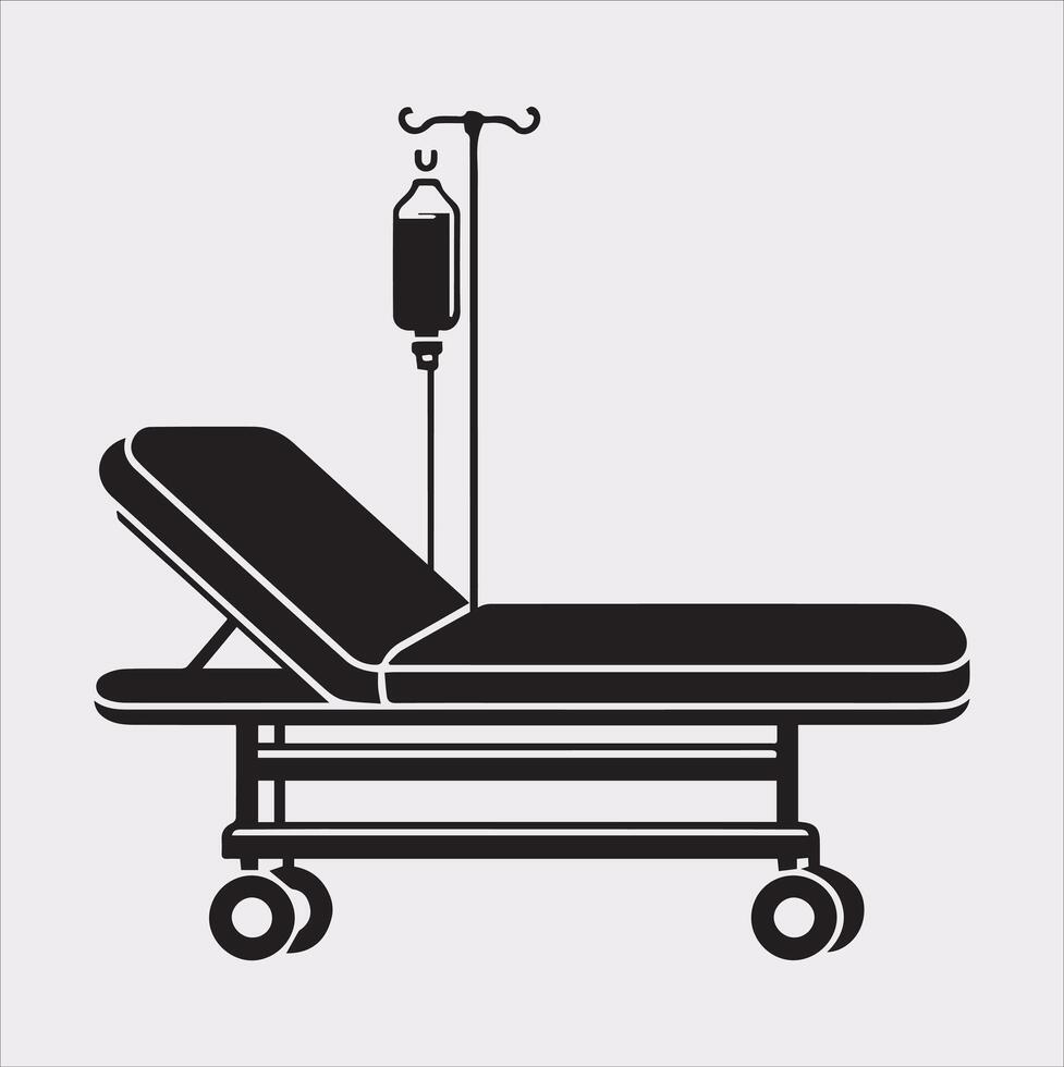medical bed silhouette illustration with a solid white background vector