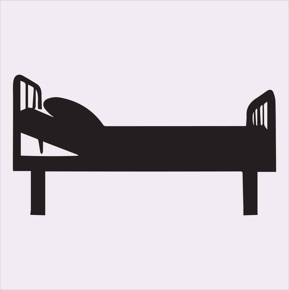 medical bed silhouette illustration with a solid white background vector