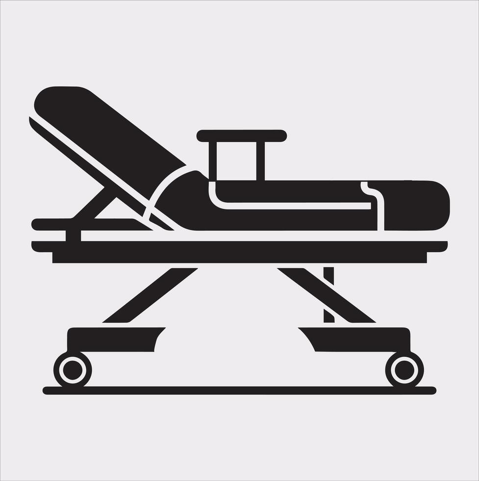 medical bed silhouette illustration with a solid white background vector