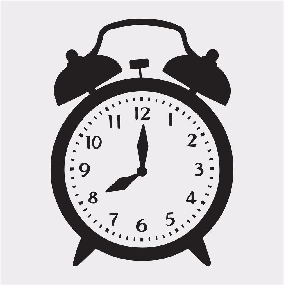 alarm clock silhouette illustration on White Background vector