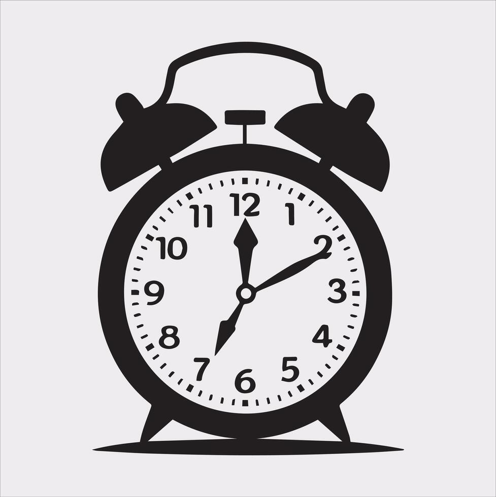 alarm clock silhouette illustration on White Background vector