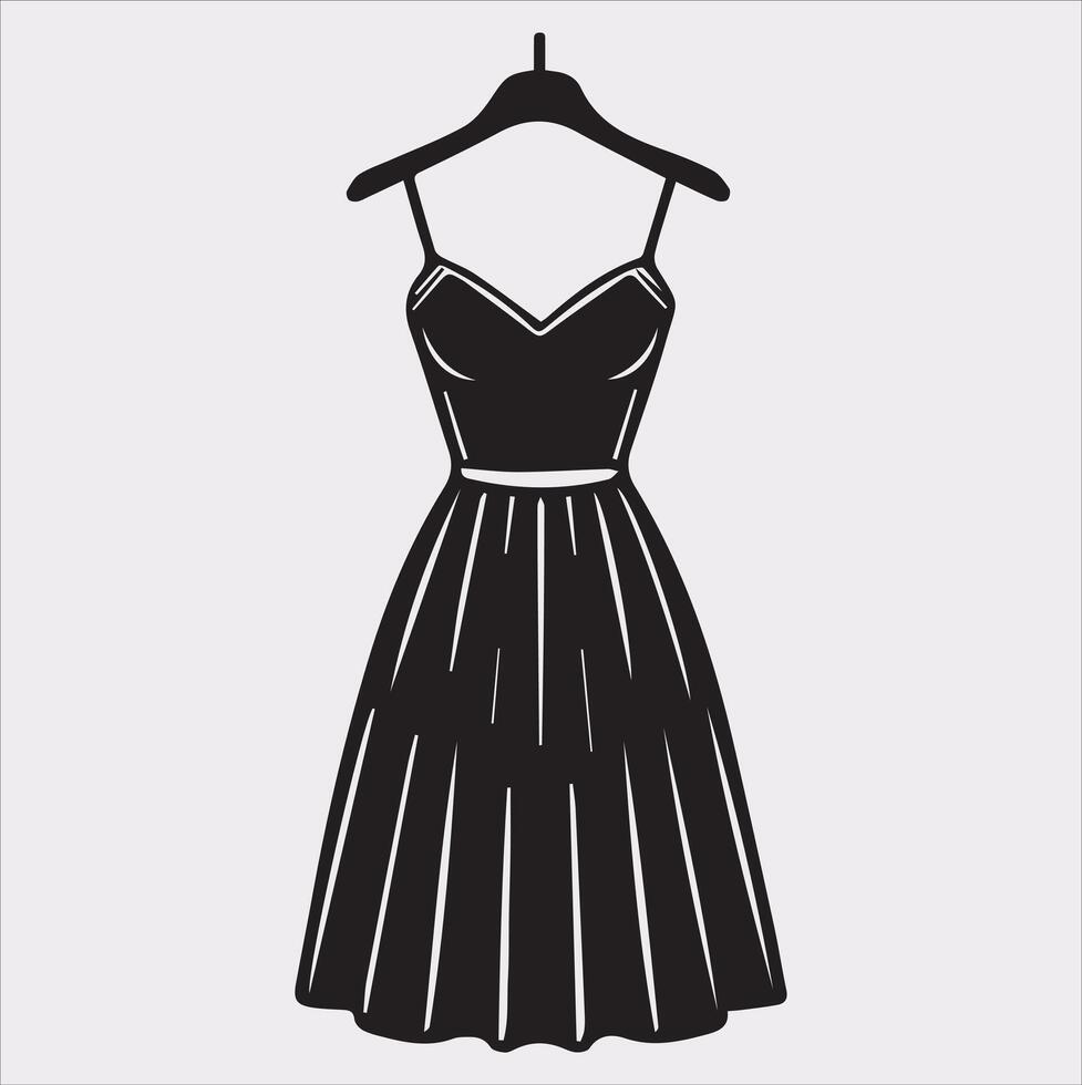 sundress silhouette illustration on White Background vector
