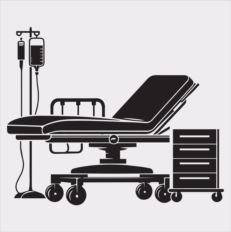 medical bed silhouette illustration with a solid white background vector