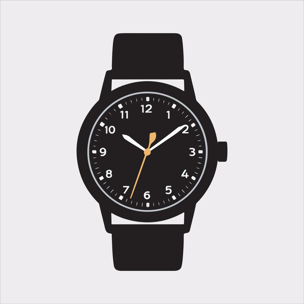 watch silhouette illustration on White Background vector
