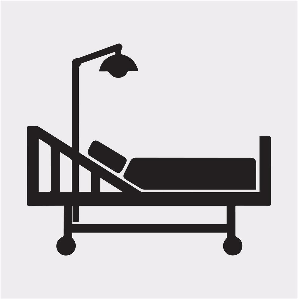 medical bed silhouette illustration with a solid white background vector
