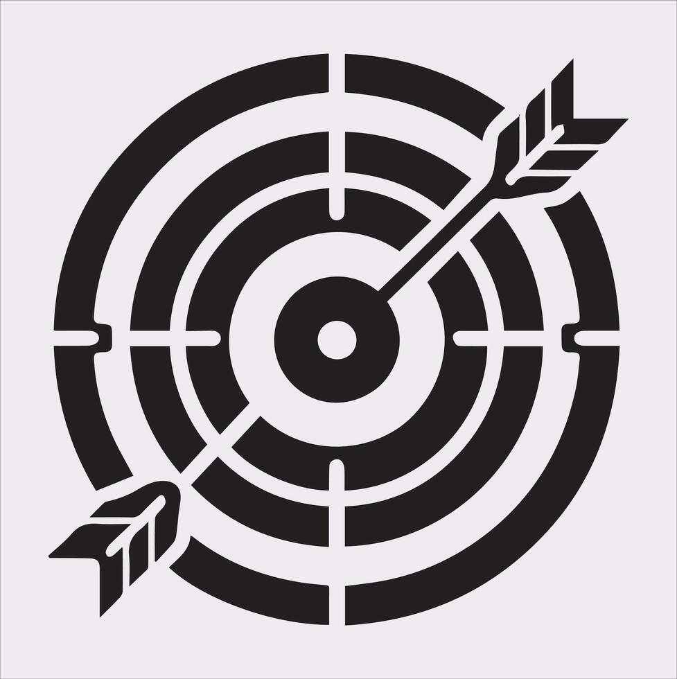 target icon art silhouette illustration on White Background vector