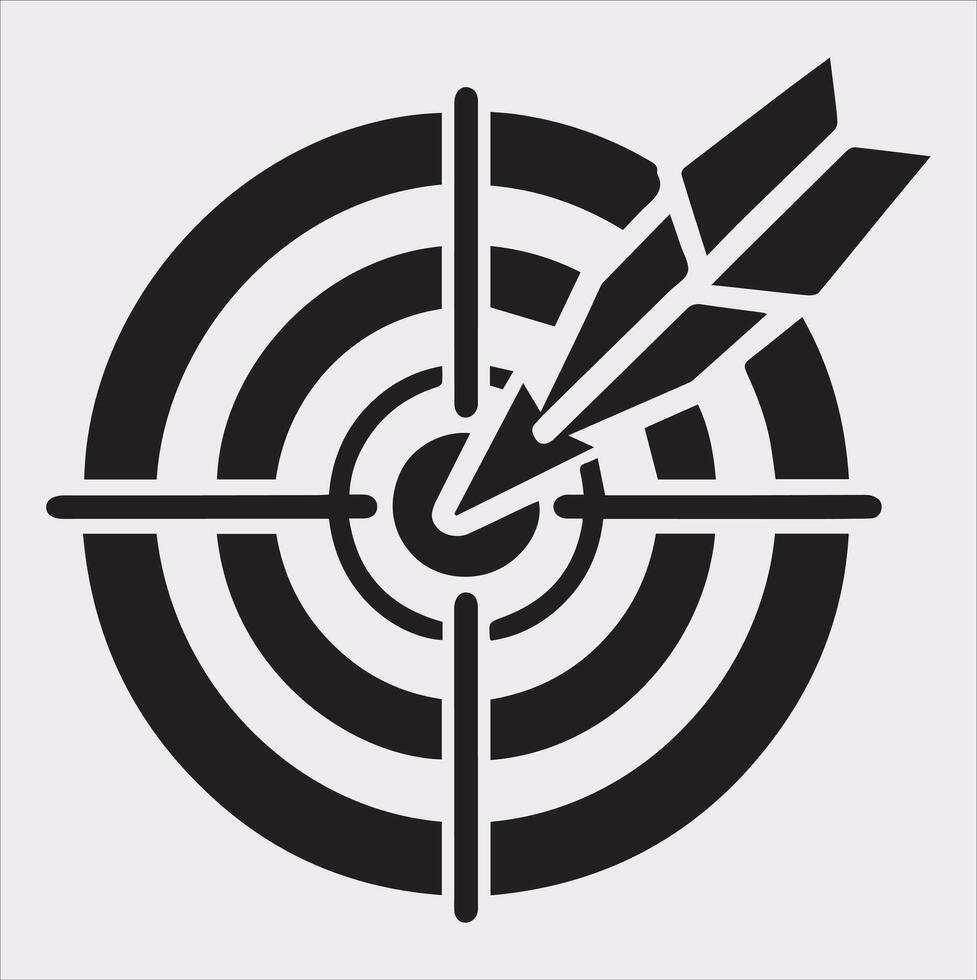 target icon art silhouette illustration on White Background vector