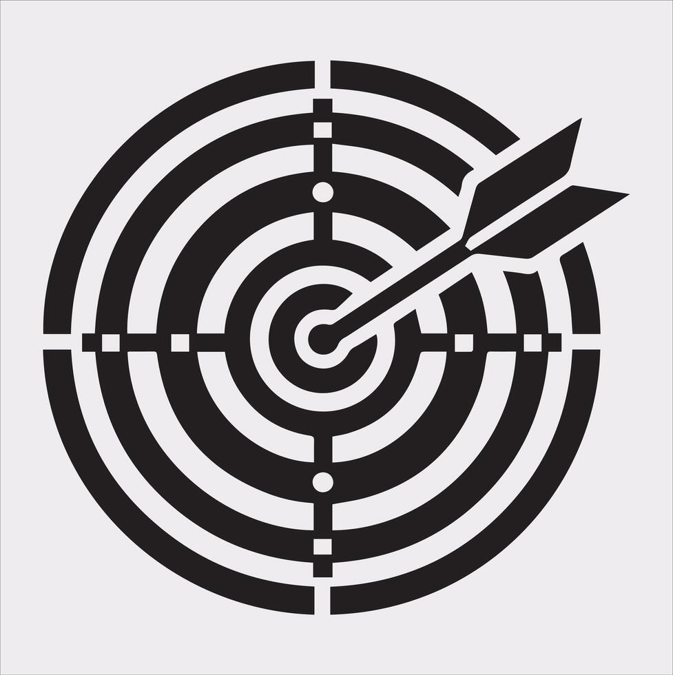 target icon art silhouette illustration on White Background vector