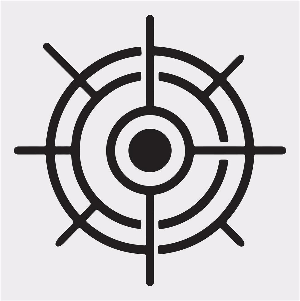 target icon art silhouette illustration on White Background vector
