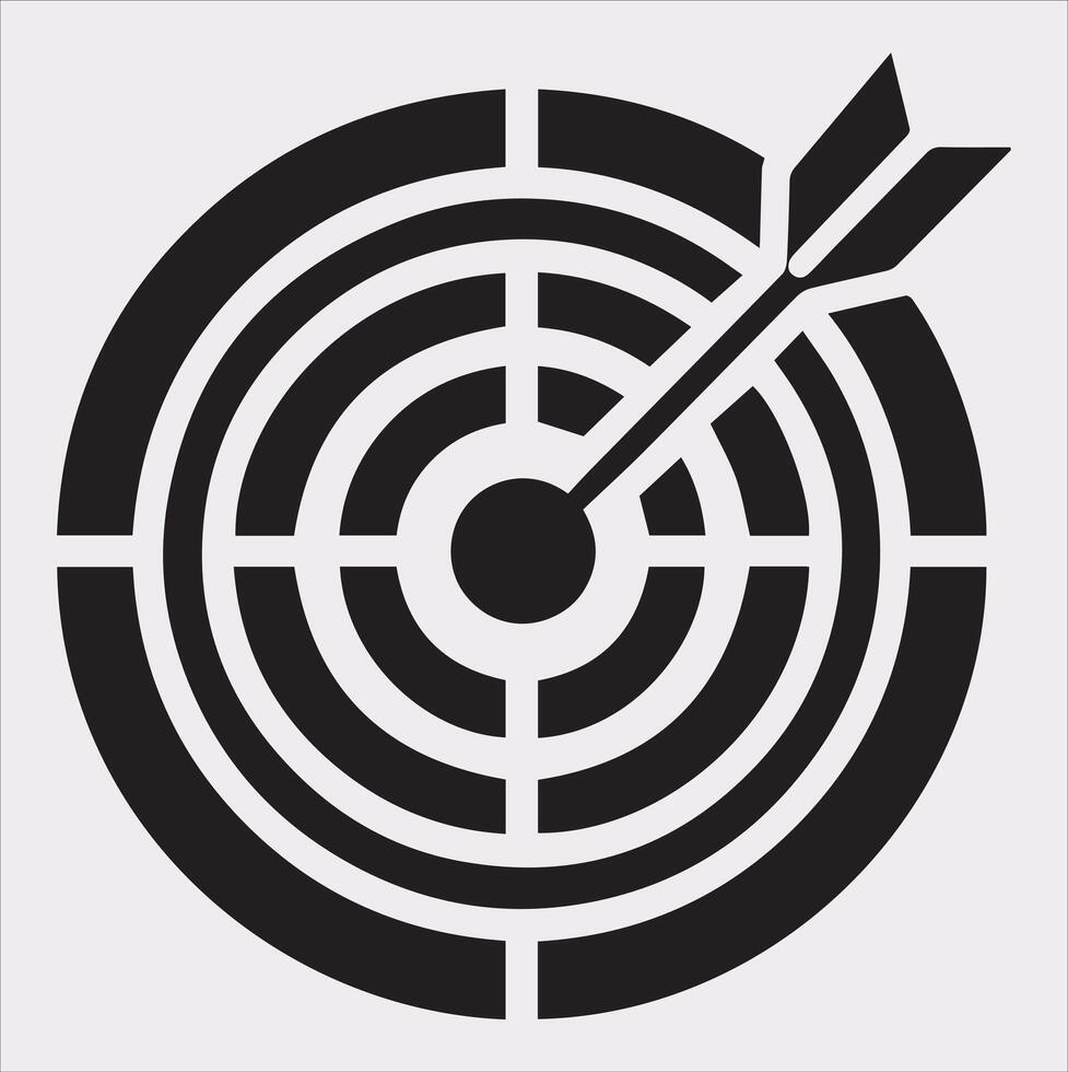 target icon art silhouette illustration on White Background vector