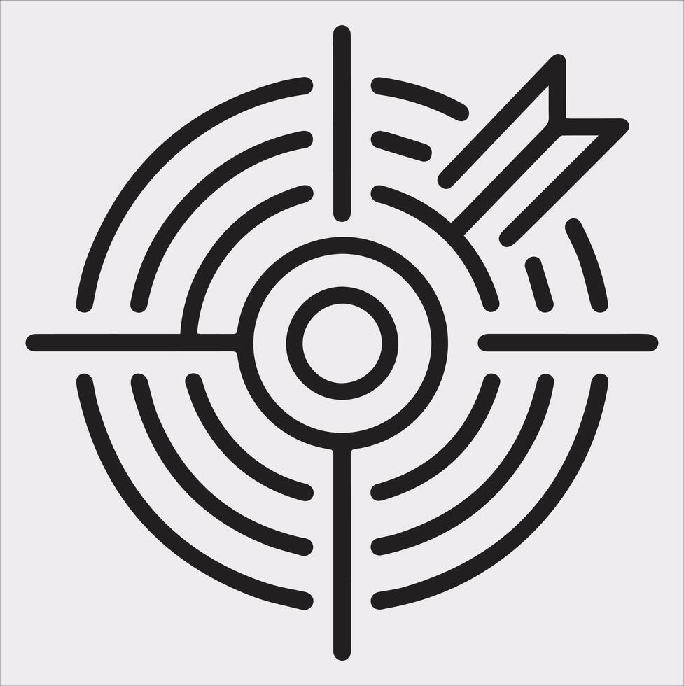 target icon art silhouette illustration on White Background vector