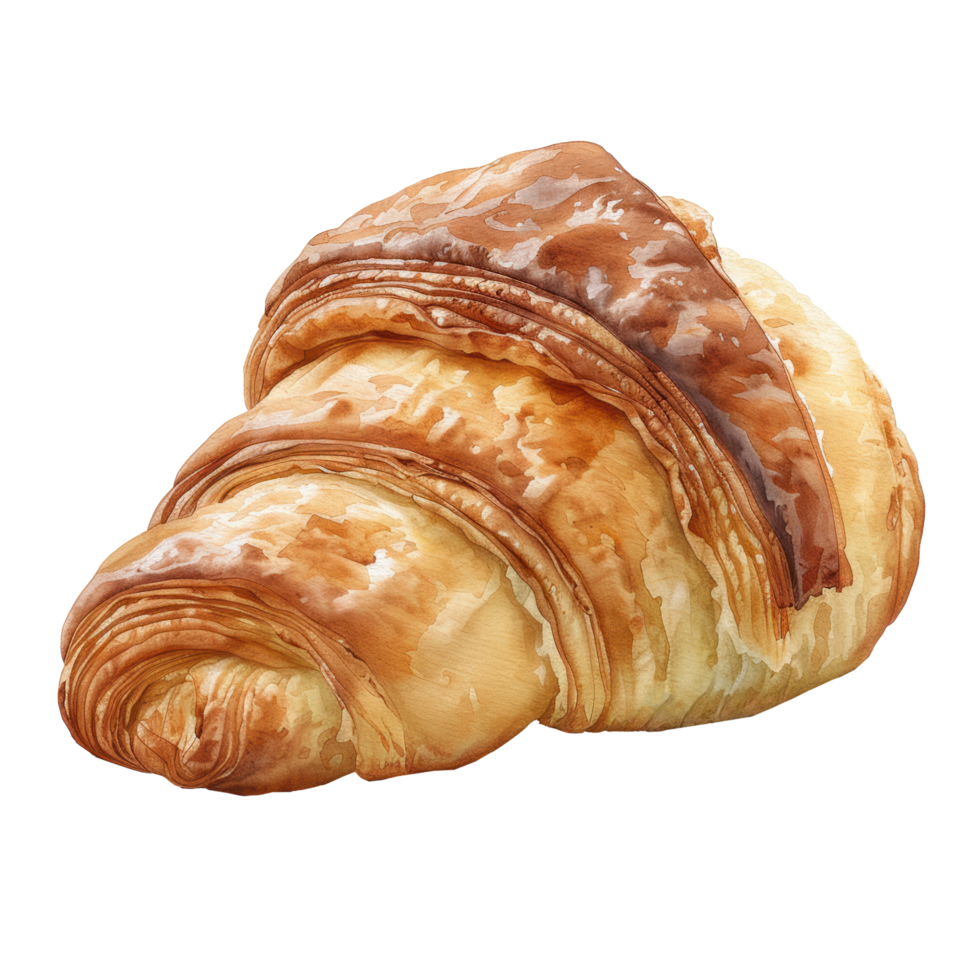 Watercolor croissant clip art element illustration. Ai-Generated png