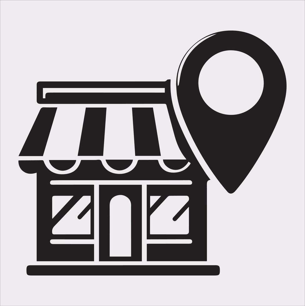 store locator silhouette drawing on White Background vector