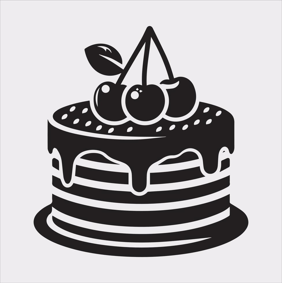 chocolate cake silhouette illustration on White Background vector