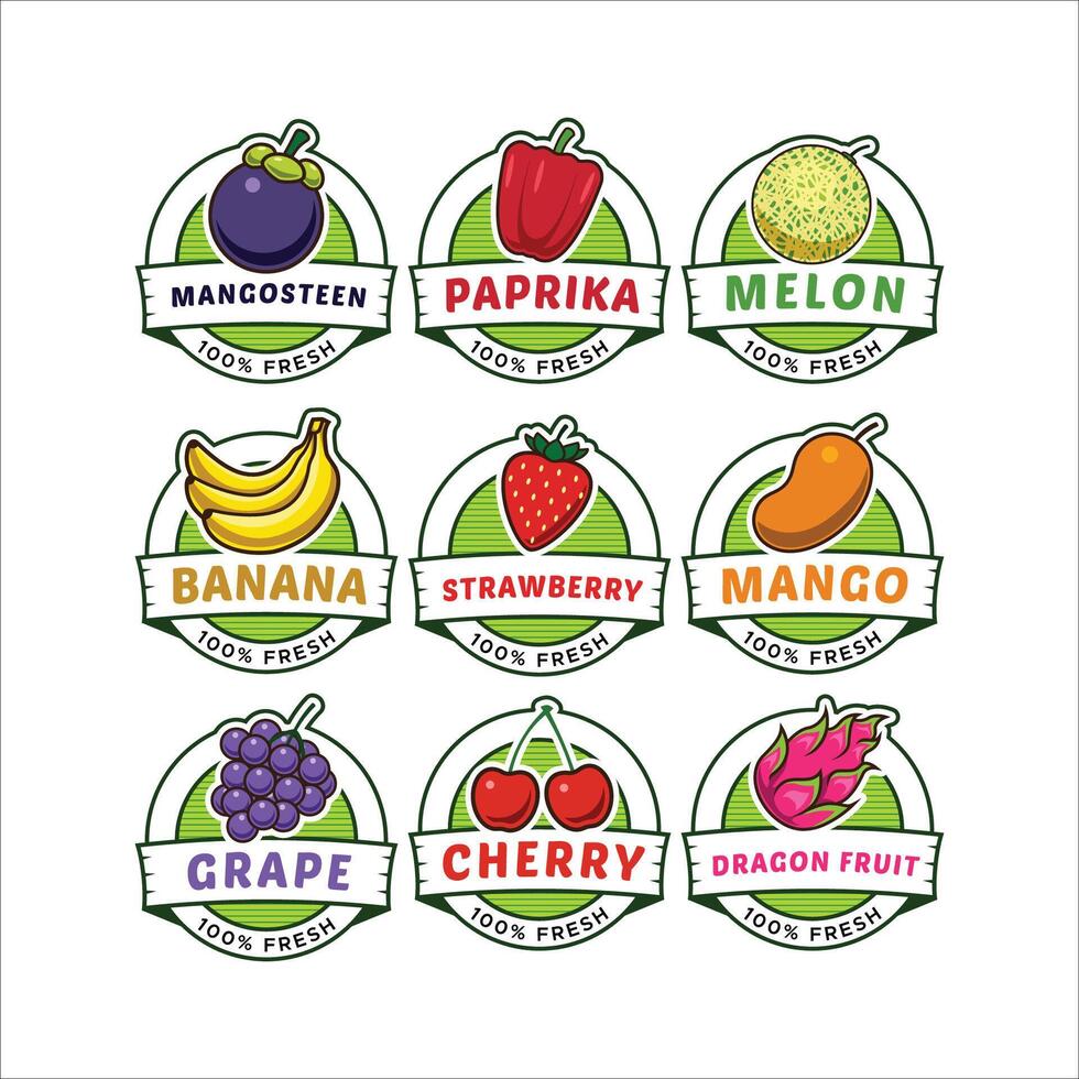 A Set Of Fruit Label vector