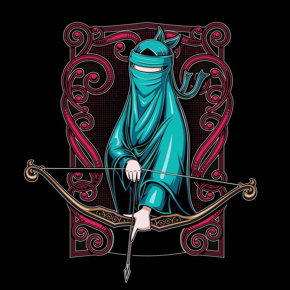 illustration of a Muslim archer vector