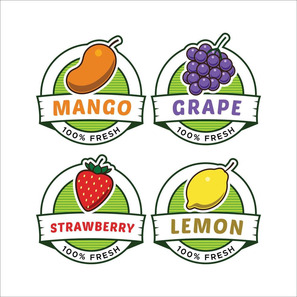 A Set Of Fruit Label vector