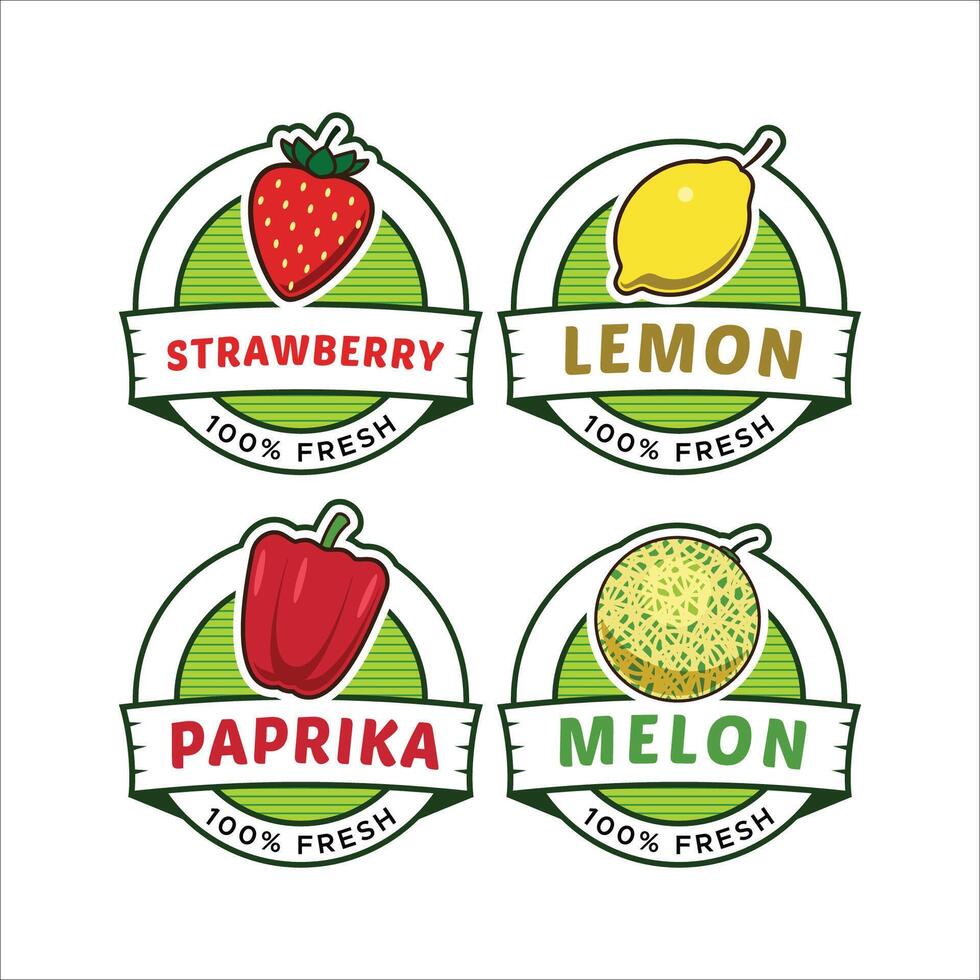 A Set Of Fruit Label vector