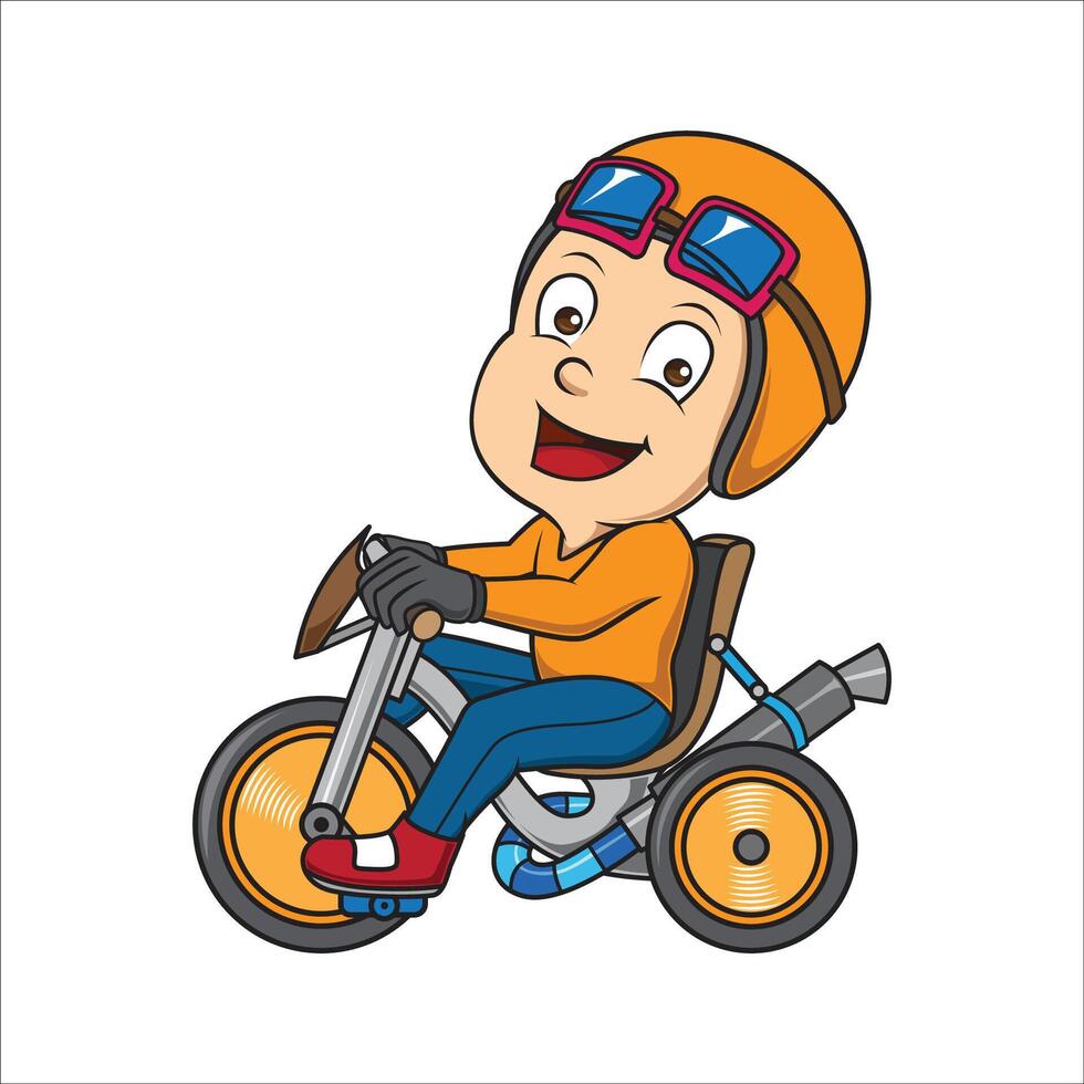 illustration of a baby cycling vector