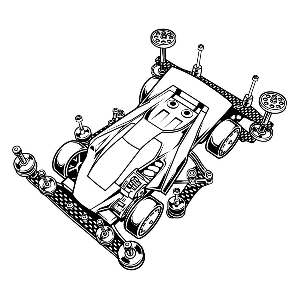 Mini 4wd car toy. racing compettion illustration vector