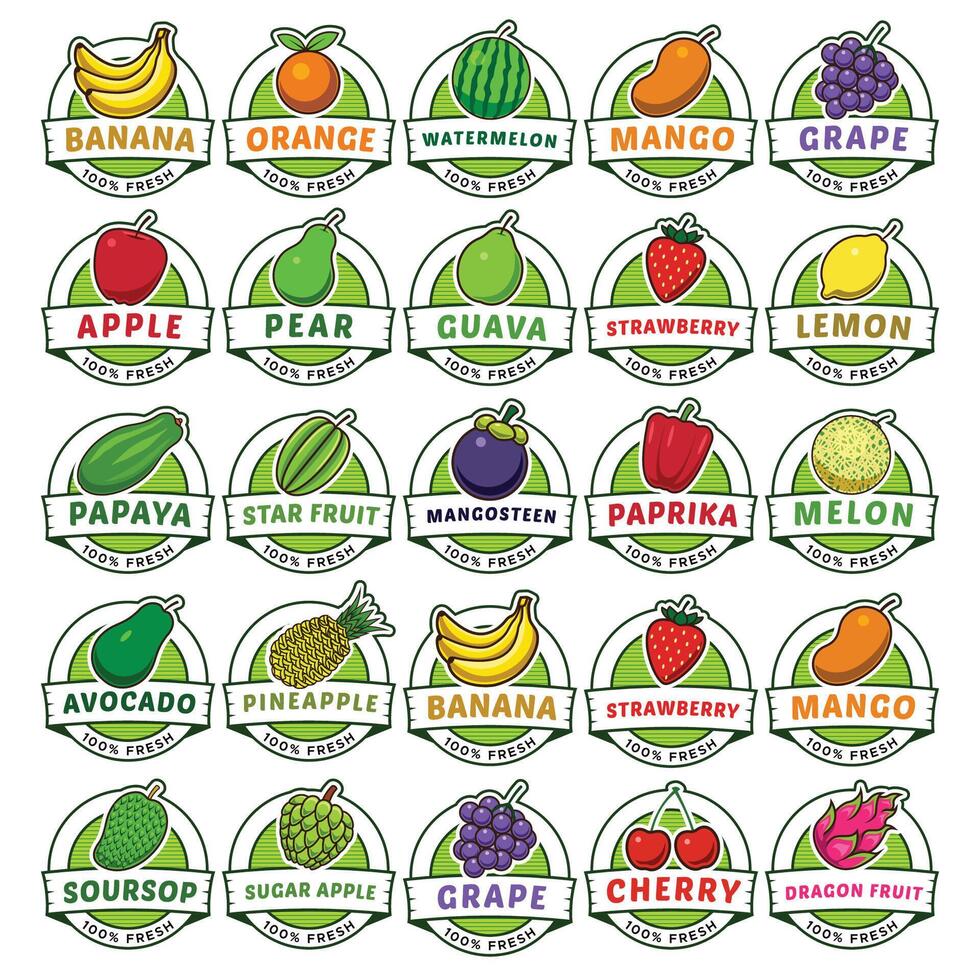 A set of labels for fruit vector